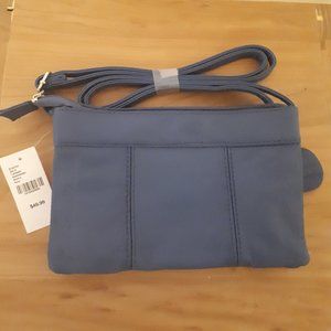 Blue leather purse